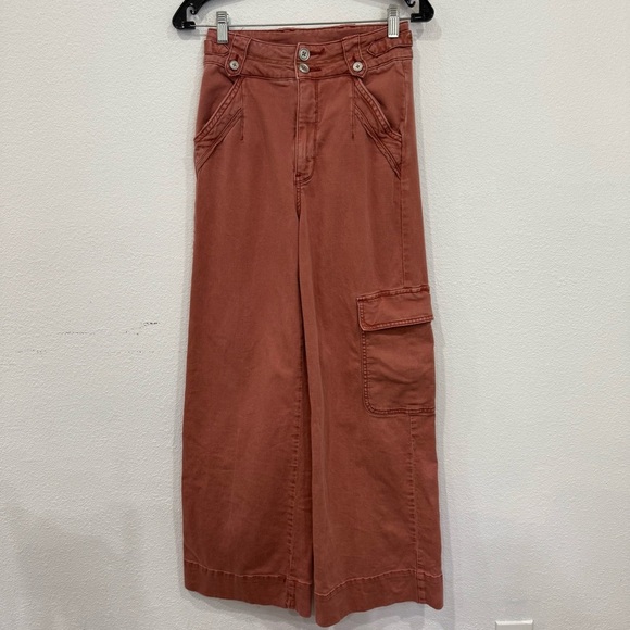 Anthropologie Pilcro High Rise Wide Leg Stretch Pants Red Women’s Size 24 Tall - Picture 6 of 7